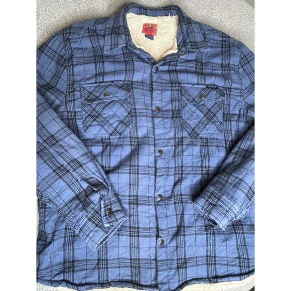 Big Mac Shirt Jacket Mens XL Blue Plaid Sherpa Lined Flannel Workwear Warm - Picture 3 of 12